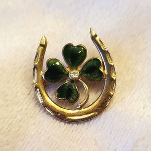 Faux Gold Irish Shamrock Brooch